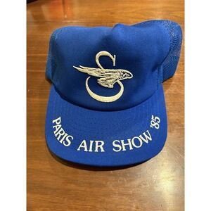 1985 Vintage Trucker Paris Air Show‎ Hat Cap Clean VTG  Blue